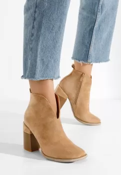 Botine cu toc gros Beires kaki imagine