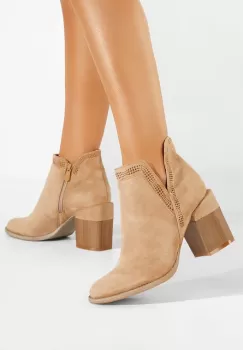 Botine cu toc gros Camelia kaki imagine