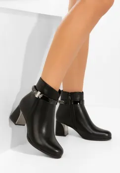 Botine cu toc gros Delivora negre imagine