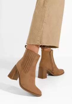 Botine cu toc gros Elowyn kaki imagine