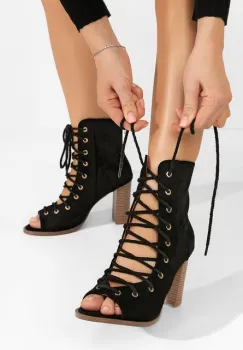 Botine cu toc gros Joellen negre imagine