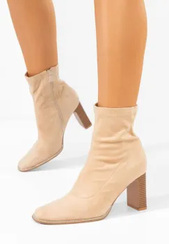 Botine cu toc gros Namelia bej imagine