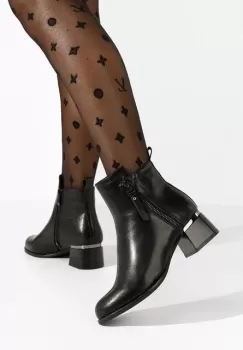 Botine cu toc gros negre Assisa imagine