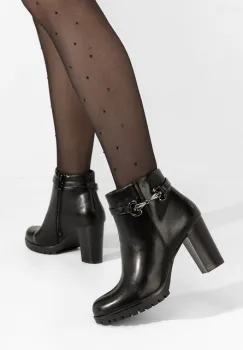 Botine cu toc gros Nesia negre imagine