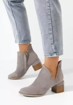 Botine cu toc gros Nivana gri imagine