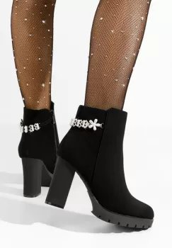 Botine cu toc gros Sallie negre imagine