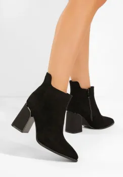 Botine cu toc gros Savrina negre imagine