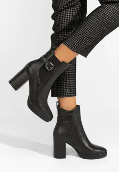 Botine cu toc gros Sumiko negre imagine