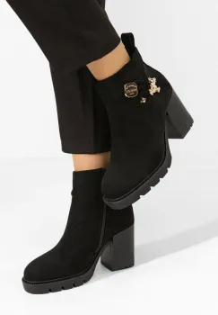 Botine cu toc gros Tasika negre imagine