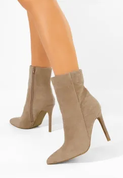 Botine cu toc subtire Cendria kaki imagine