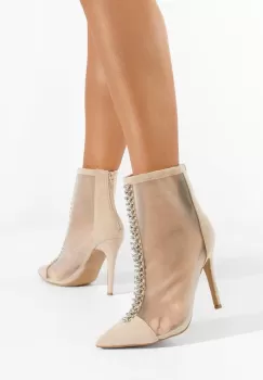 Botine cu toc subtire Cenza bej imagine