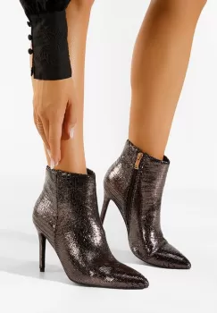 Botine cu toc subtire gri Zarate imagine