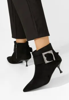 Botine cu toc subtire Karlene negre imagine