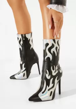 Botine cu toc subtire negre Maia imagine