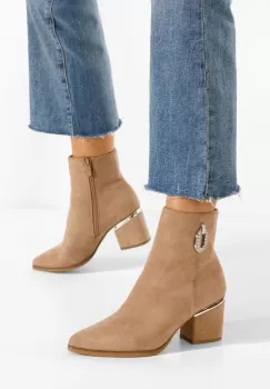 Botine dama cu toc Hoja kaki imagine