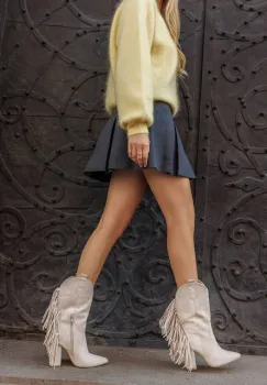 Cizme cowboy dama Aurina bej imagine