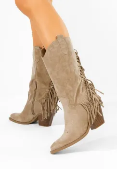 Cizme cowboy dama Givora kaki imagine