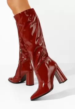 Cizme cu toc gros Idylle bej imagine