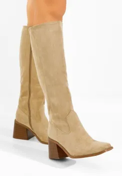 Cizme cu toc gros Kalvesa kaki imagine