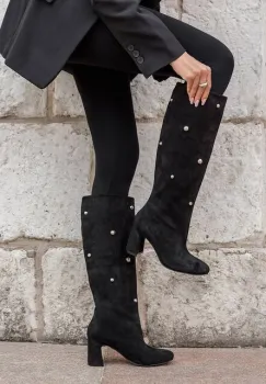 Cizme cu toc gros Noielia negre imagine