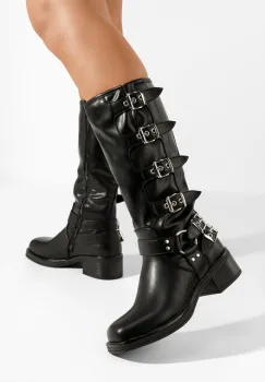 Cizme cu toc gros Silvira negre imagine