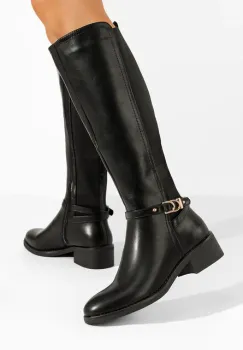 Cizme cu toc mic Athifa negre imagine