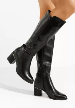 Cizme dama elegante cu toc Mirra bej imagine