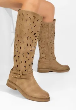 Cizme fara toc Shellie kaki imagine