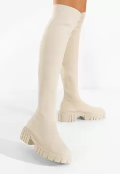 Cizme lungi dama Raena bej imagine