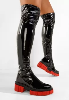 Cizme lungi peste genunchi negre Dolaria V3 imagine