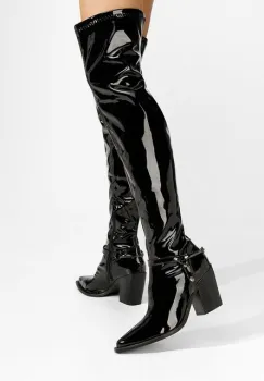 Cizme lungi peste genunchi Raiana negre imagine