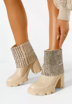 Cizme scurte dama bej Almasa imagine
