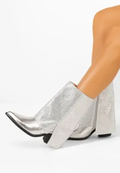 Cizme scurte dama Zafira argintii imagine