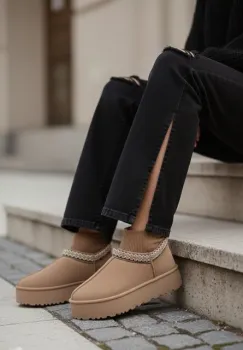 Cizme tip ugg Anadelia kaki imagine