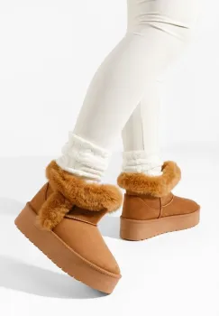 Cizme tip ugg Calla camel imagine