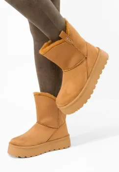 Cizme tip ugg cu platforma Reika camel imagine