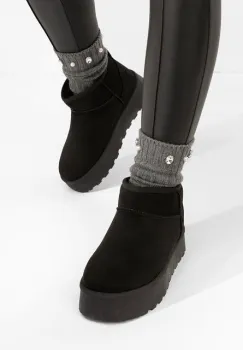 Cizme tip ugg cu platforma Zenaria negre imagine