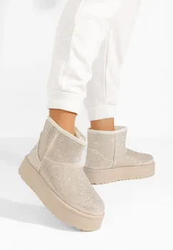 Cizme tip ugg Feyna bej imagine