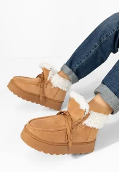 Ghete cu platforma Pearly camel imagine