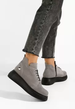 Ghete dama piele intoarsa Fianna V2 bej imagine