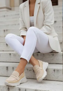 Mocasini cu platforma Almata bej imagine