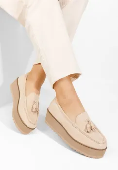 Mocasini cu platforma Leondra bej imagine
