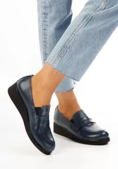 Mocasini cu talpa groasa Gessi albastri imagine