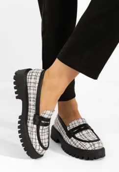 Mocasini cu talpa groasa Nety albi imagine