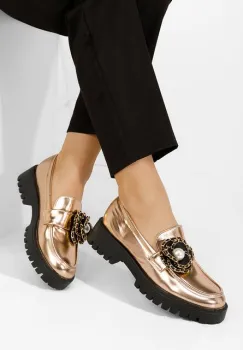 Mocasini cu talpa groasa Sherron champagne imagine