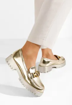 Mocasini cu talpa groasa Thara aurii imagine