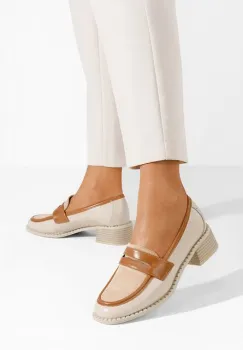 Mocasini cu toc Bruna bej imagine