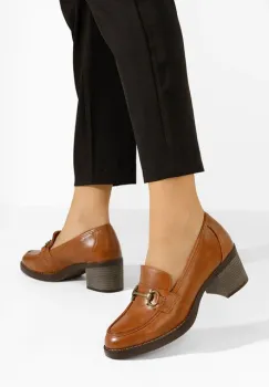 Mocasini cu toc Darna camel imagine