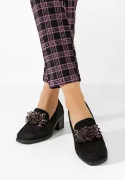 Mocasini cu toc Ermela negri imagine