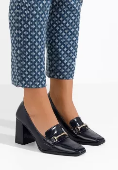 Mocasini cu toc Noriana kaki imagine